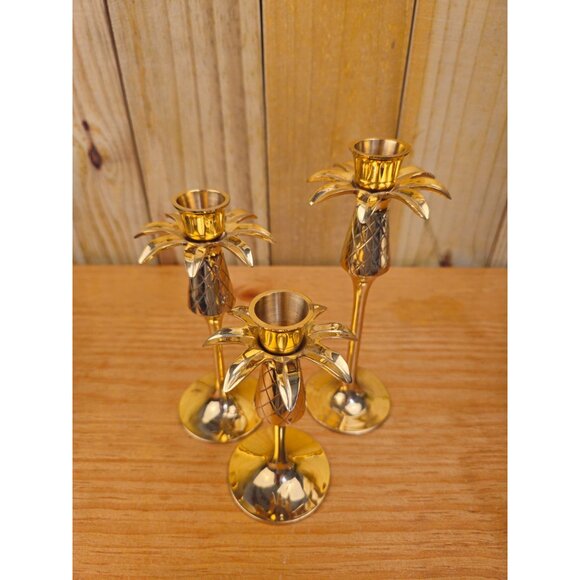 Vintage Brass Pineapple Candle Holders - Picture 7 of 11